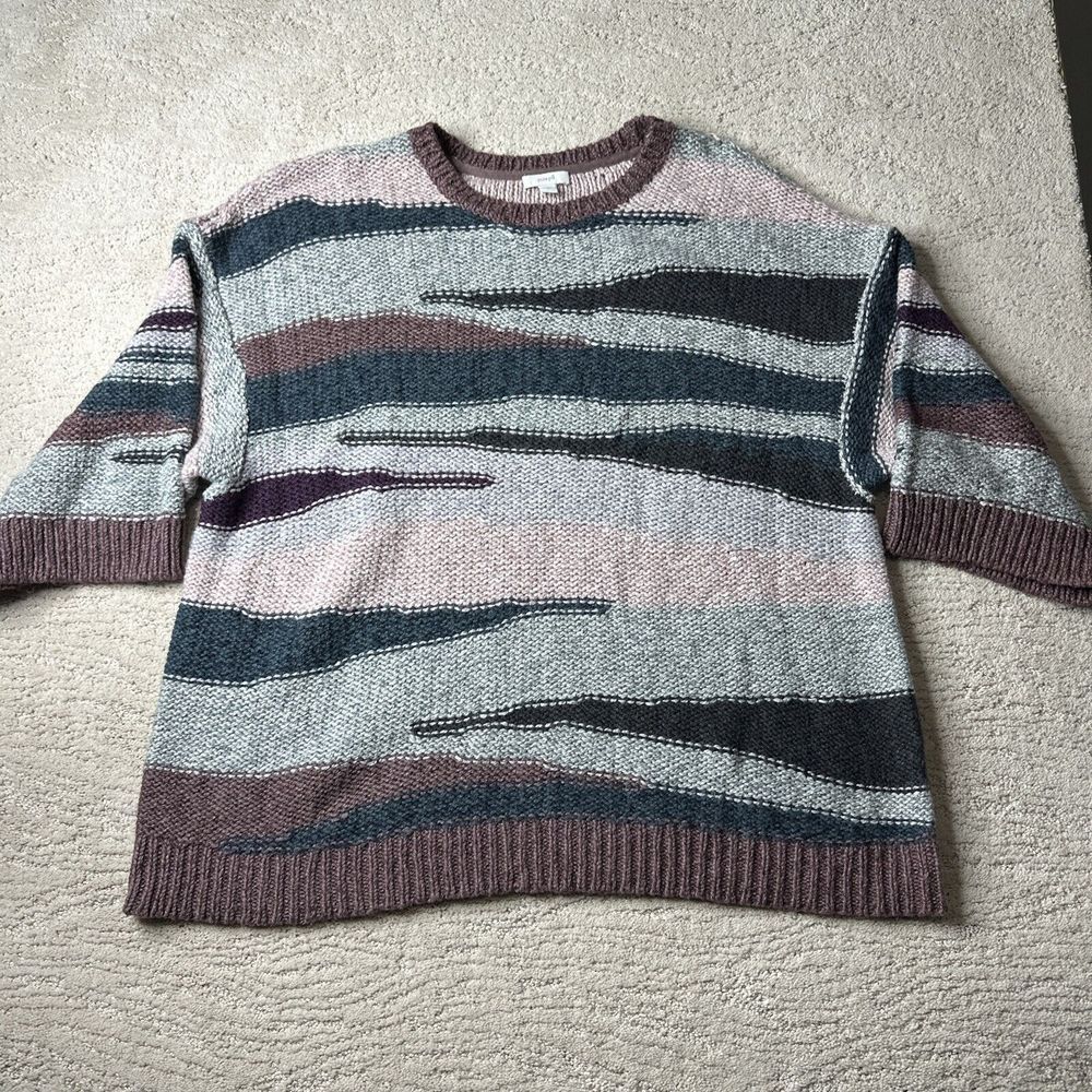 Women's Pure Jill J. Jill Size Medium Cable Knit Colorful Short Sleeve Sweater‎